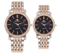 Generico Montre à quartz analogique avec diamants, montres décontractées en acier inoxydable pour hommes et femmes cadeaux romantiques de mariage, Homme - A