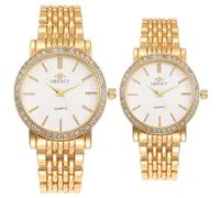 Generico Montre à quartz analogique avec diamants, montres décontractées en acier inoxydable pour hommes et femmes cadeaux romantiques de mariage, Homme-F