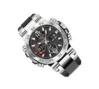 Genérico Montre analogique et numérique | Montre résistante à l'eau avec double écran | pour usage quotidien, formel, décontracté, bureau, voyages et déplacements, Noir argenté, Voir la description