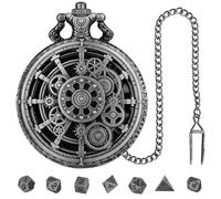 Genérico Montre de poche - Polyédriques en métal, étui de montre de poche vintage, accessoires pour jeux de société, collection unique, argent, Consulte la descripción