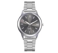 Generico Montre femme en acier inoxydable échelle cadran solaire analogique quartz minimaliste casual classique montre, Noir sur argent
