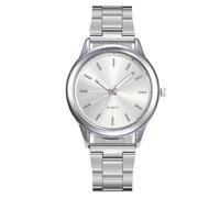 Generico Montre femme en acier inoxydable échelle cadran solaire analogique quartz minimaliste casual classique montre, Argent avec finition blanche