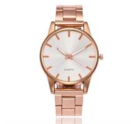 Generico Montre femme en acier inoxydable échelle cadran solaire analogique quartz minimaliste casual classique montre, Or rose blanc