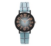 Genérico Montre minimaliste pour femme - Style coréen - Bracelet en cuir - Grand | Chiffres arabes Aiguille Deuxième Design élégant Léger Confortable Usage Pour étudiant Bureau, bleu clair