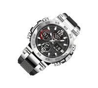 Genérico Montre numérique et analogique | Montre étanche avec double affichage | Bracelet pour homme | Pour sport, décontracté, formel, bureau, déplacement quotidien et voyage, Noir argenté, Voir la