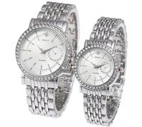 Generico Montres cadeaux pour couple hommes et femmes Montres romantiques à quartz en acier inoxydable avec diamants, Femme-h