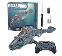 Genérico Mosasaurus Jouet aquatique - Dinosaure nageur RC, conception de télécommande, structure imperméable, fonction de pulvérisation de lumière, dans la piscine, jeu de bain, jouet d'animaux