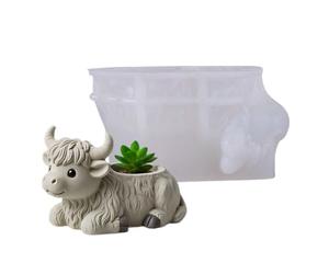 Generico Moule en silicone, moule statue Highland Cow, 3D en forme de déploiement pour jardin, Halloween, ferme, pelouse, crèche, Noël, école