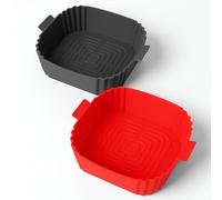 Genérico Moule en Silicone pour friteuse à air, Lot de 2, 19 x 19 x 5 cm, protège Votre friteuse sans Huile, évite de salir la friteuse, Facile à Nettoyer, Les rainures du Fond Permettent