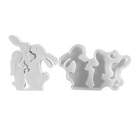 Generico Moule en silicone pour lapin - Moule pour famille lapin de coulée - forme lapin - pour décoration de maison pour fête de printemps et craie béton