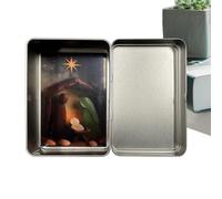 Genérico Naissance intérieure - Table de mer et bois, figurines de la Sainte Famille avec boîte en étain - Pour maison, bureau, salon, étagère, célébration saisonnière, réunion