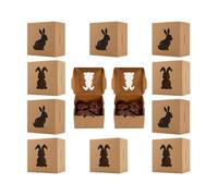 Genérico Naschboxen - 10 x 6,5 x 10 cm Fenster Deko mit Häschen Motiv, niedliche Wohnaccessoires, kleine Aufbewahrungsboxen | Robuste Papiermaterial für Plätzchen Süßigkeiten Schokolade Büro Schule
