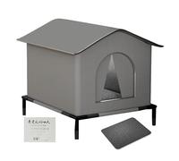 Generico Niche d'extérieur pour chatons isolée résistante aux intempéries avec tapis et portes | Niche chaude pour une utilisation toute l'année, maisons de patio, cour, jardin, prat