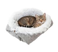 Generico Niche pour chat chauffant - Peluche en lin 24 x 20 pouces Niche douce et lavable | chats, fournitures pour chiens, intérieurs, extérieurs, confort hivernal, voyage, voiture, camping, Scrivan