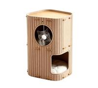 Generico Niche pour chat d'intérieur, niche pour chat pliable à double couche, avec balle en peluche de jeu, convient pour dormir et jouer en intérieur, maison et voyage, animaux domestiques