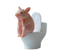Genérico Niedliche Tier-Desktop-Orneo - Cartoon-Schwein Sitzt Auf Toilette Figur - Miniatur-Tierfigur, Dekoration, Kreatives Spielzeug Für Kinder, Kindergeschenk, Desktop-Heimdekoration