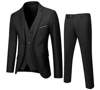 Générico Niños pequeños bebés Primavera otoño sólido Manga Larga Pantalones Abrigo Chaleco trajes 3 piezas Traje ropa (Black, 16-17 Years)