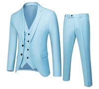 Générico Niños pequeños bebés Primavera otoño sólido Manga Larga Pantalones Abrigo Chaleco trajes 3 piezas Traje ropa (Blue, 11-12 Years)