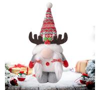 Generico Noël debout - Vieil sans visage avec cornes et barbe blanches, ornement décoratif pour poupée sur le thème Rudolph | pour décorations de fenêtres, étagères, tables, arbres et fêtes