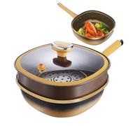 Generico Non-stick Frying Pans - Titanium Alloy Non-stick Frying Pan | Deep Pan With Lid | Deep Fryings Pans With Lid, Kitchen Accessories For Cooking At Home, Eggs, Crêpes, Baking, Electric