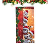 Genérico Nouvelle housse de porte de Noël - Couverture de porte avant avec motif quatre de 90 x 180 cm | Bannière réutilisable, autocollant décoratif de Noël imperméable pour intérieur et ex
