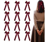 Genérico Nœuds de Noël pour l'arbre, réutilisables pour couronnes de 11,5 x 18,5 cm - 12 unités de nœuds de Noël rouges | pour portes intérieures, extérieures, cuisine, maison, fêtes de Noël