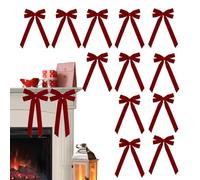 Genérico Nœuds en velours - Nœuds de sapin de Noël de 26 cm, décoration vintage pour la maison, 12 grands nœuds décoratifs rouges pour guirlandes, guirlandes, , étagères, fêtes en C