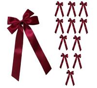 Genérico Nœuds pour sapin de Noël - Couronne en ruban réutilisable - 11 x 18 cm - 12 unités de nœuds de Noël rouges - Décoration pour extérieur, intérieur, portes, cuisine, maison, fêtes et cadeaux