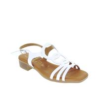 Generico OH MY SANDALS 5339 Sandales de Sport Femme Cuir Talon Grosse 3cm Semelle Caoutchouc, Blanc, 40 EU