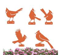 Genérico Oiseau - Décoration en métal rouillé | 5 pièces d'affiches en fer vintage | Jardin, balcon, clôture, patio, fête, extérieur