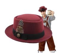 Genérico Oktoberfest Déguisement de chapeau bavarois pour homme avec plumes et emblèmes multifonctions pour la fête de l'Oktoberfest