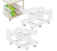 Generico Organisateur De Canettes, 2 En 1 Organisateur Pour Boissons Et Garage - Distributeur Rétractable Largeur Réglable Panier Transparent Pour Garage Réfrigérateur Maison