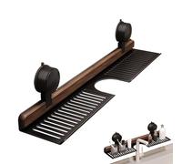 Genérico Organisateur de rangement pour salle de bain, étagère de salle de bain avec ventouses en noyer | Rangement sans perçage pour brosse peigne éponge maquillage papier douche maison cuisine