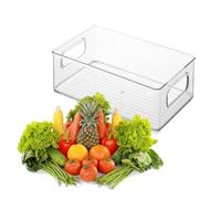 Genérico Organisateur de réfrigérateur empilable - Conteneurs transparents avec poignée pour cuisine | Set de rangement économiseur d'espace pour fruits, légumes, yaourts, snack | Matériau PET sans