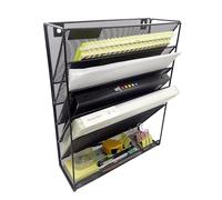 Genérico Organiseur mural pour classeurs - 5 compartiments en maille métallique, design vertical | Documents A4 pour le bureau, les archives nationales, l'école et la gestion ordonnée du papier