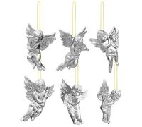 Genérico Ornement d'ange - Décorations de sapin de Noël dorées ou argentées de 6 pièces - Décoration pendante pour patio, fête en plein air, Festival, Holdmort, Hallway
