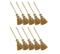 Generico Ornement d'Halloween pour balai 10 pièces - Mini décoration artisanale de paille d'Halloween - Balai de sorcières pour décorations décoratives pour décorations de fête