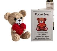 Genérico Ours au Crochet - Peluche Faite à la Main avec cœur | câlin de Poche en Tissu | Cadeau Saint Valentin d'anniversaire pour garçons Filles, décoration Porte-clés