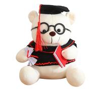 Genérico Ours diplômé - Jouet animal doux avec pompon de robe de chapeau, cadeau commémoratif | Jolie cérémonie de remise de diplôme pour un ami 2024