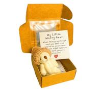 Generico Ours en peluche - Animal en peluche fait à la main en pochette de présentation, Piccolos tendre ami de poche avec carte d'encouragement | Doux cadeau sentimental pour