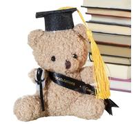 Generico Ours en peluche de remise de diplôme de 13 cm avec certificat et chapeau | Cadeau pour l'ours pour l'école maternelle, l'école maternelle, le lycée, l'université et les nouveaux débuts