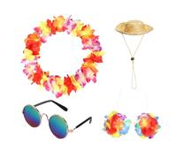 Generico Outfit oies, vêtements oies - Yard Hawaiian Animal Outfit,Chapeau de paille de porche et vêtements hawaïens Lei pour la décoration de jardin en plein air