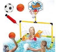 Generico Panier de basket-ball flottant pour piscine - Set flottant pour panier de basket-ball pour piscine, ensemble étanche portable avec pompe et ballon pour parc scolaire familial