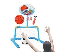 Generico Panier de basket-ball pour piscine | Porte de football 2 en 1 pour piscine avec 2 ballons et 1 pompe | Jouet interactif pour jeux d'eau pour et adultes à partir de 4 ans