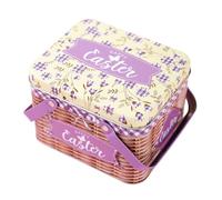 Generico Panier de Pâques - Boîte en métal pour bonbons avec couvercle et poignée | Porte-serviettes - pour date, bonbons, chocolats, fêtes de vacances et petits cadeaux pour chaussettes