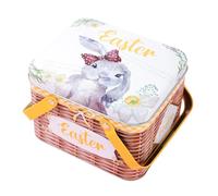 Generico Panier de Pâques, récipient en métal avec couvercle et poignée | récipients pour stocker des bonbons - pour chocolats de fête, cadeaux pour les chaussettes de fête, bonbons et dattes