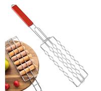Genérico Panier pour barbecue - Manche en bois résistant à la chaleur, porte-chien, barbecue, maison, camping, pique-nique, feu de camp, steak, viande, poisson, saucisses