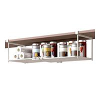 Generico Panier sous le meuble | panier en fil métallique amovible extensible à 2 niveaux | organisateur à placer sous l'étagère | cuisine, garde-manger, armoire, salle de bain, autocollant sans tr