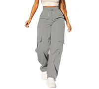 Generico Pantalon Cargo Femme Été Taille Haute Respirant Pantalon Large Léger Sport Pantalon avec Multi-Poches Streetwear avec Poches Latérales Pantalon Confortable Y2k Trekking Pantalon de Jogging