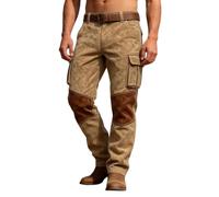 Generico Pantalon Cargo pour Homme à Jambe Droite coupe Large Multi Poche Casual Pantalon Long pour Printemps et Automne Vêtements Quotidiens Style Mythologie Nordique rétro, Kaki, M